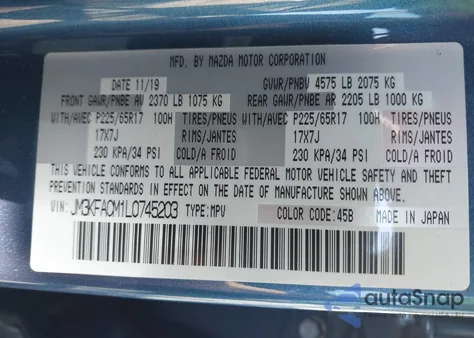 2020 Mazda Cx-5 Touring из США, поврежденный, VIN JM3KFACM1L0745203